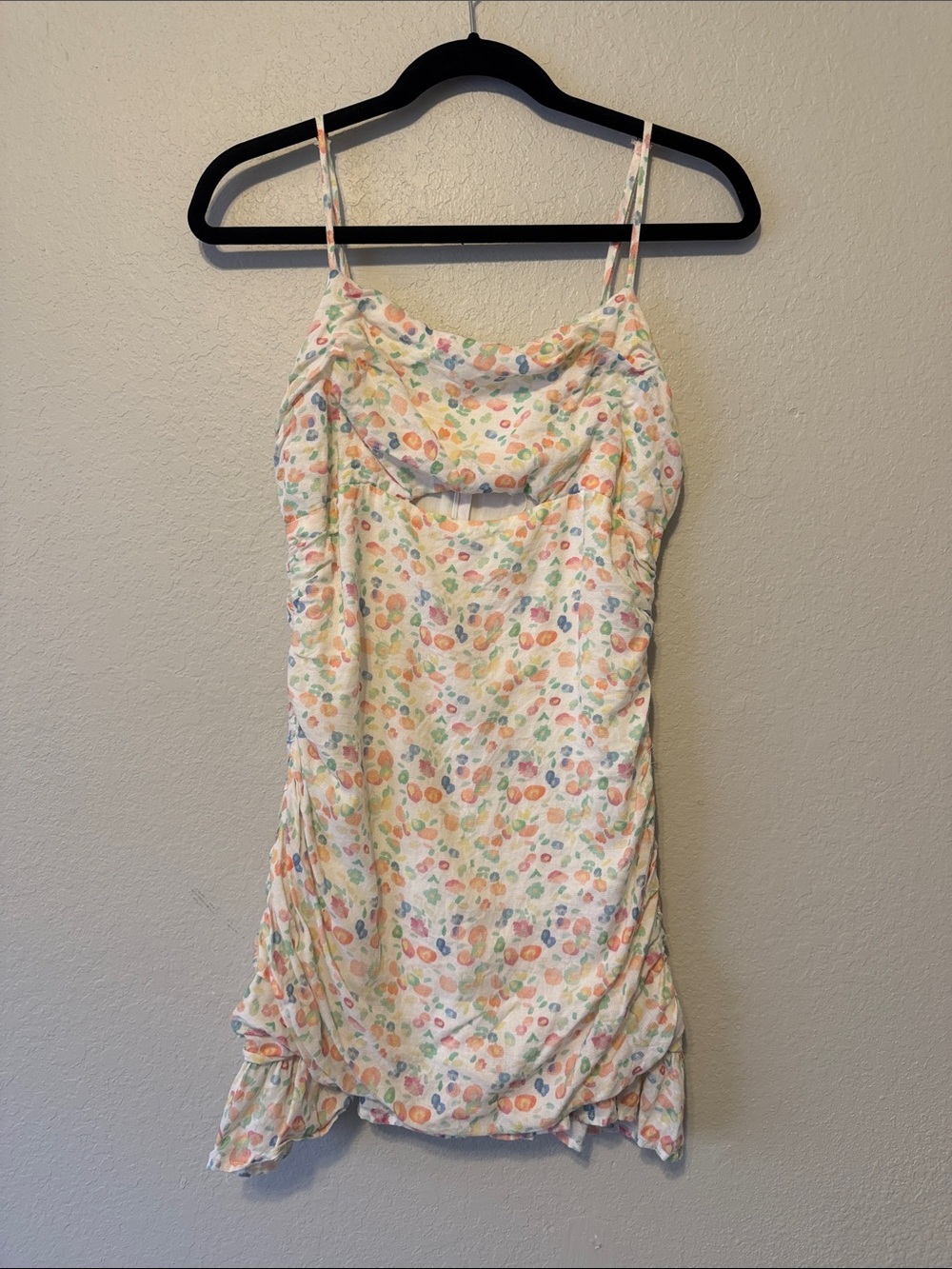 Storia Pastel Floral Mini Dress in White, Pink, Orange, Blue, Green